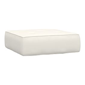 Piped Cushy Ottoman, Everyday Velvet Light Ivory, MTO