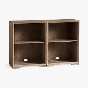 Callum  Double 2-Shelf Low Bookcase, Smoked Grey