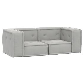 Cushy Loveseat Set, Chenille Plain Weave Washed Light Grey, MTO