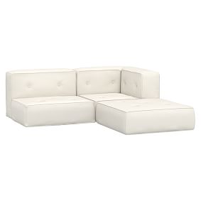 Piped Cushy Sectional Set, Everyday Velvet Light Ivory, MTO