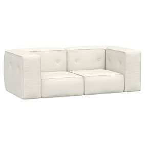 Piped Cushy Loveseat Set, Everyday Velvet Light Ivory
