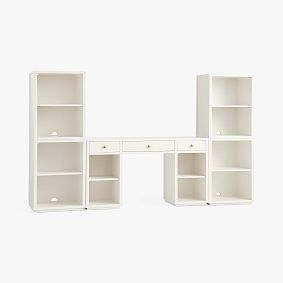 Keaton Storage Desk, 4 Cubby Tower Set, Simply White