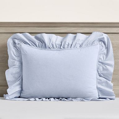 Chambray Ruffle Standard Sham, Chambray Blue
