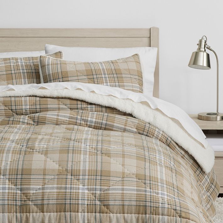 Tatum Plaid Flannel Sherpa Back Comforter