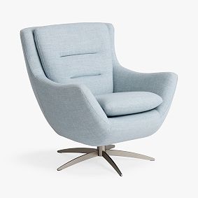 Lennon Swivel Lounger, Eco-Performance Texture Weave Chambray
