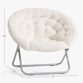 Sherpa Hang-A-Round Chair &amp; Cozy Pom Throw Gift Set - Ivory