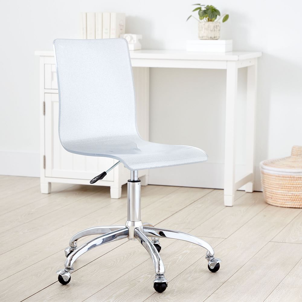 Silver Glitter Acrylic Swivel Desk Chair