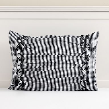 Olivia Gingham Standard Sham, White/black