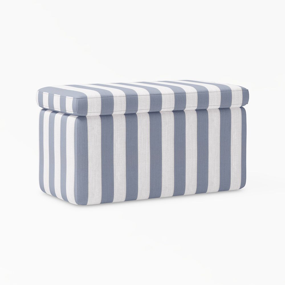 Cabana Stripe Chambray Storage Bench 32" - Stylish & Functional