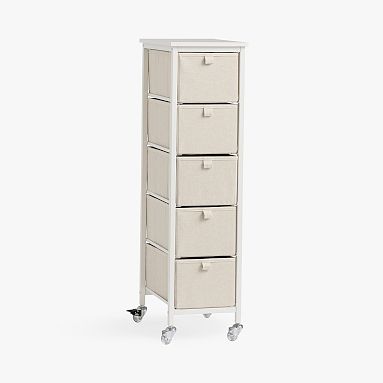Rolling 5 Drawer Cart, Oat/White