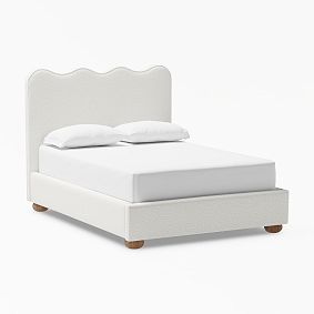 Mille Wavy Upholstered Classic Bed,Double, Chunky Boucle Ivory