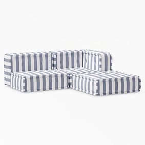 Cushy Sectional Set, Cabana Stripe Chambray