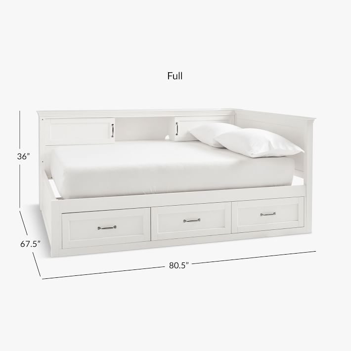 Hampton Corner Storage Bed Queen Simply White