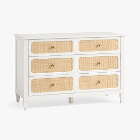 Auburn 6-Drawer Caned Dresser (51w x 21d&quot;)