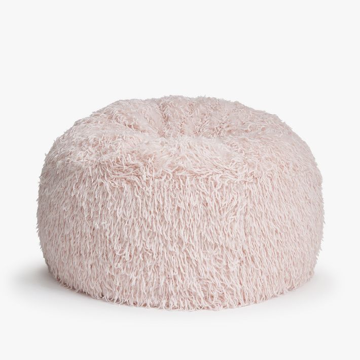 Boa Faux Fur Blush Bean Bag Chair Slipcover Only