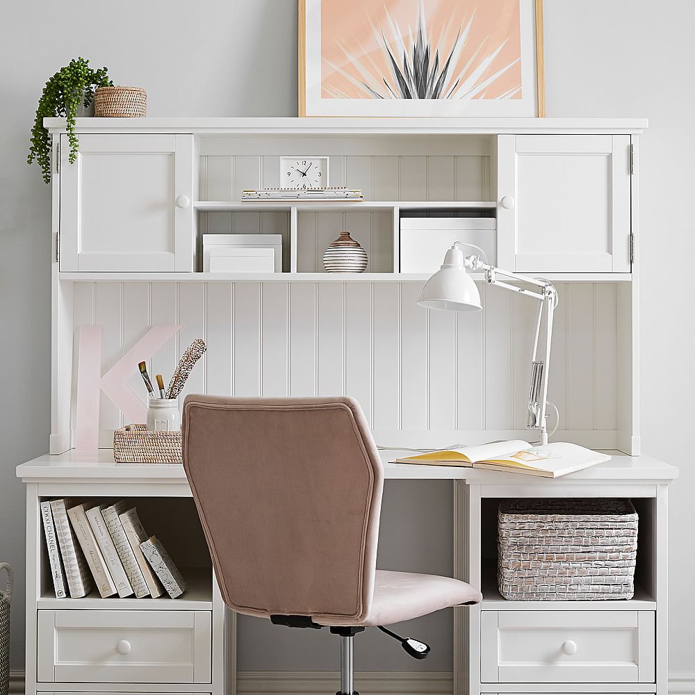 Beadboard Storage Desk Hutch