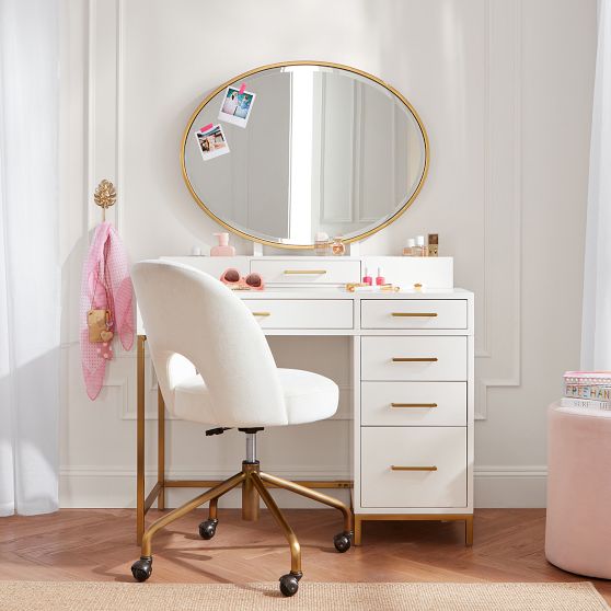 Blaire Single Pedestal Storage Vanity Desk (40")