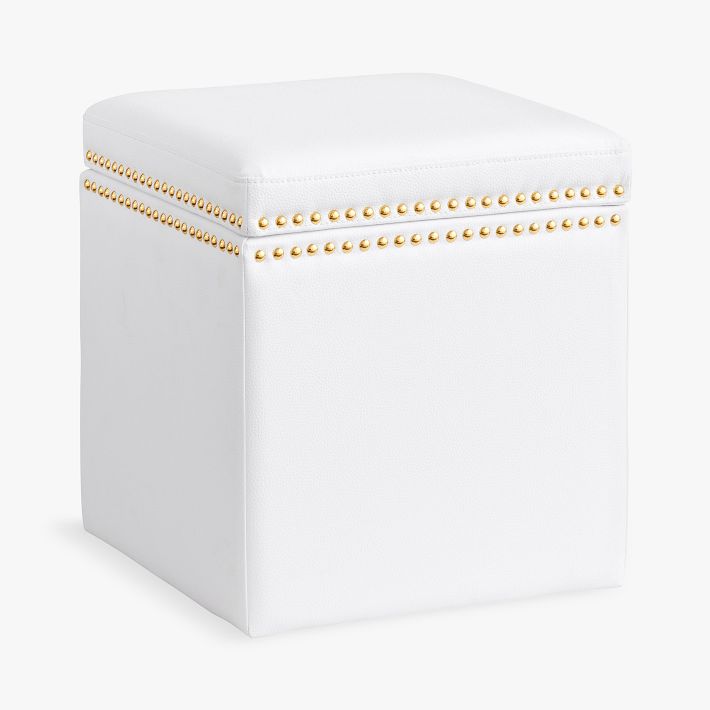 Square Storage Ottoman with Nailheads