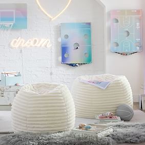 Channel Cloud Ivory Bean Bag Chair Slipcover Only