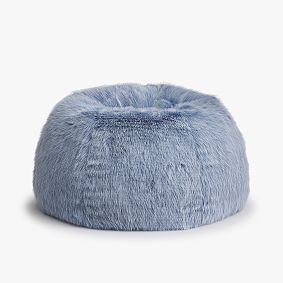 Feathery Faux Fur Chambray Bean Bag Chair Slipcover Only