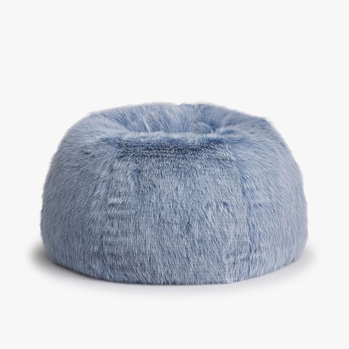 Feathery Faux Fur Chambray Bean Bag Chair Slipcover Only