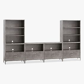Locker 4-Drawer Media Set with Cubbies (120&quot;)
