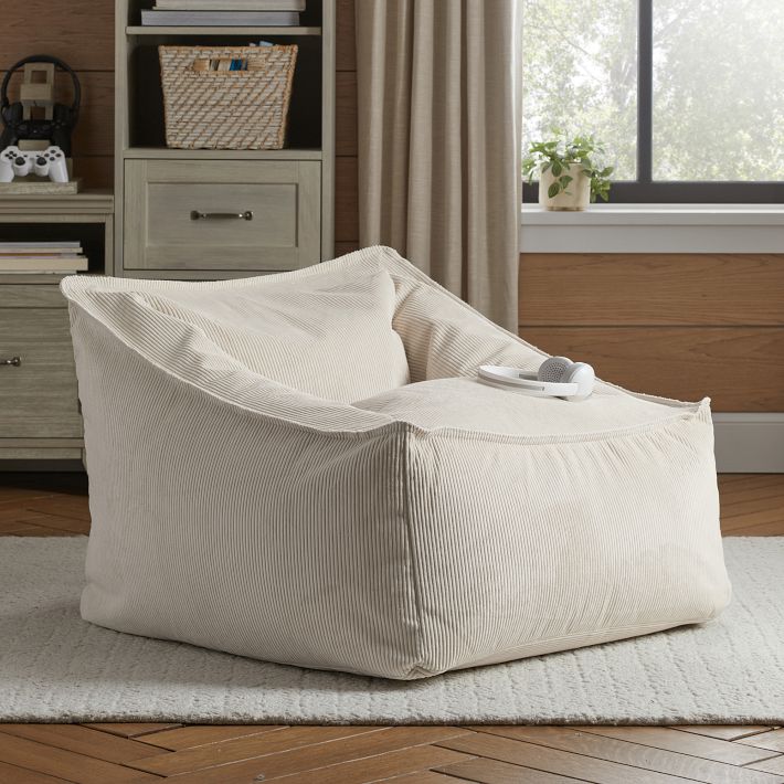Corduroy Ivory Modern Lounger