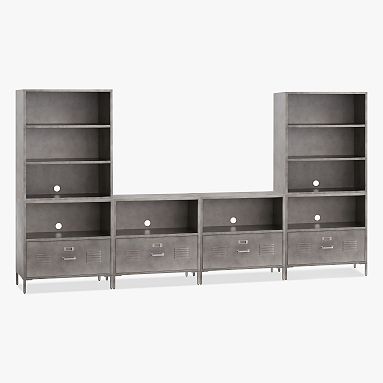 Locker 4-Drawer Media Set with Cubbies (120&quot;)