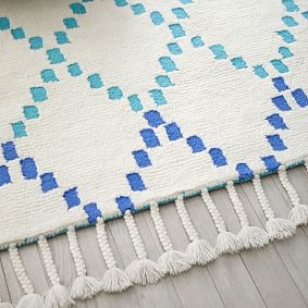 Tonal Lattice Wool Rug - Cool Multi