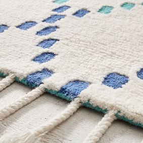 Tonal Lattice Wool Rug - Cool Multi