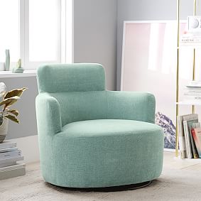 Distressed Velvet Aqua Lex Modern Lounge Chair
