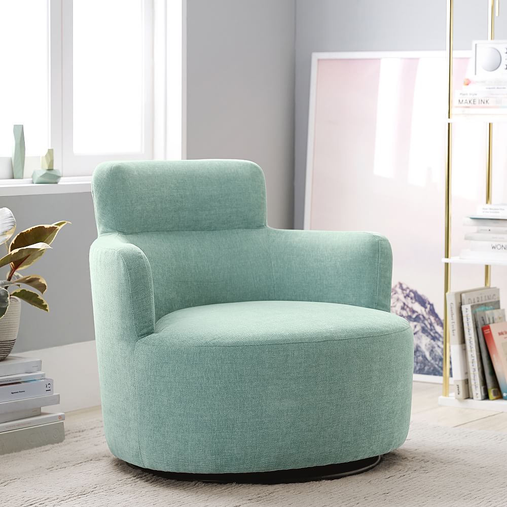 Distressed Velvet Aqua Lex Modern Lounge Chair