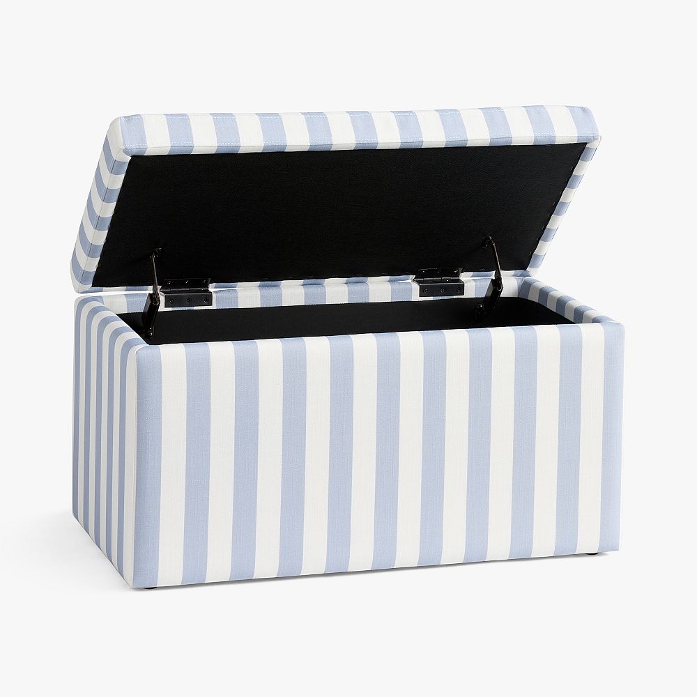 Cabana Stripe Chambray Storage Bench 32" - Stylish & Functional