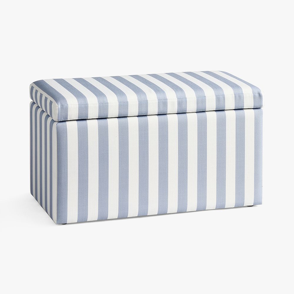 Cabana Stripe Chambray Storage Bench 32" - Stylish & Functional