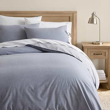 Chambray Duvet Cover, Single/Single XL, Navy