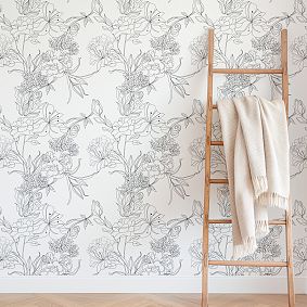 Coquette Black &amp; White Floral Wallpaper Samples
