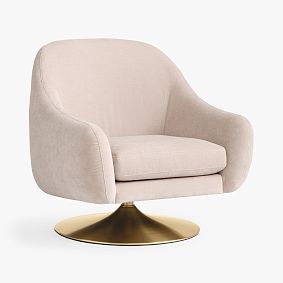 Laila Swivel Chair, Performance Plush Chenille Dusty Blush