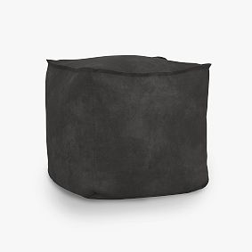 Modern Lounger Pouf, Textured Faux Suede Charcoal
