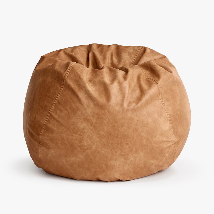 Faux Leather Caramel Bean Bag Chair