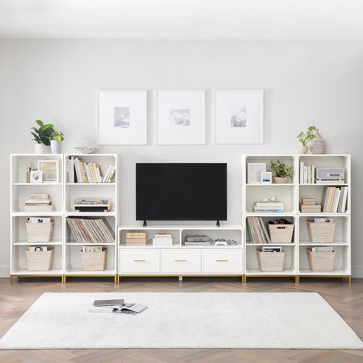 Blaire Media Double Bookcase with Cubbies (160&quot;)