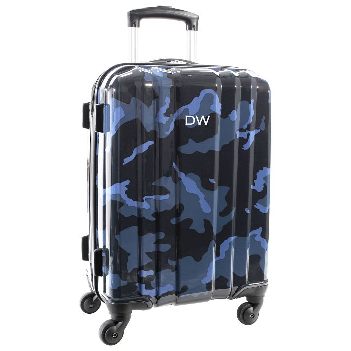 Hard Shell Camo Carry On Channeled Hard-Sided Navy Camo Spinner