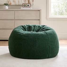 Sherpa Forest Green Bean Bag Chair Slipcover Only