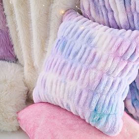 Tie-Dye Ruched Faux-Fur Pillow