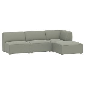 Riley L-Shaped Sectional Set, Lustre Velvet Seafoam