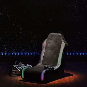 Textured Faux-Suede Charcoal Light-Changing Game Chair