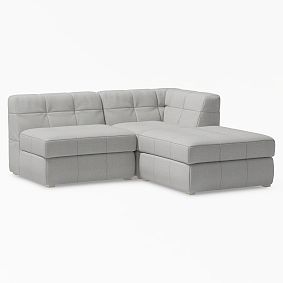 Baldwin Storage Sectional, Chenille Plain Weave Washed Light Grey