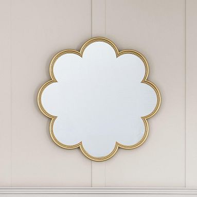 Micro Beaded Floral Mirror, Gold