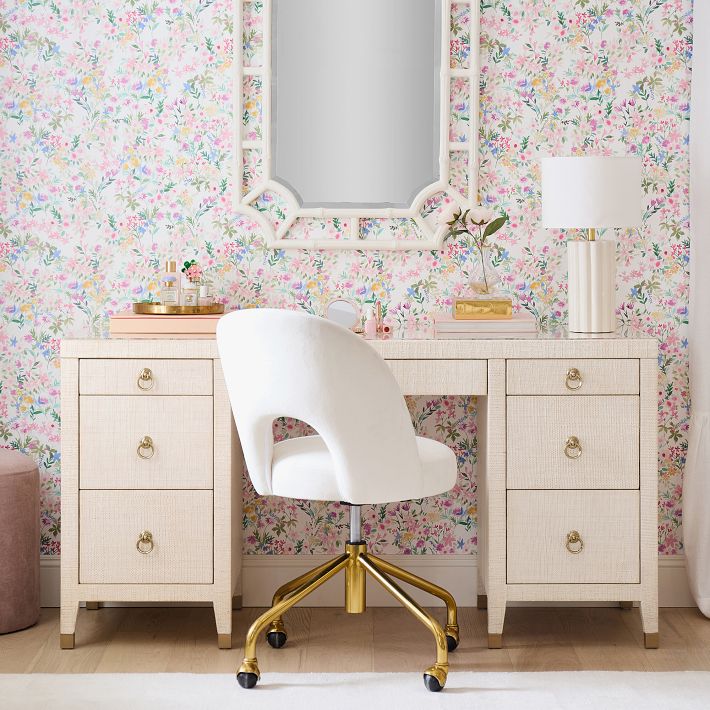 AERIN Raffia Storage Desk (58&quot;)