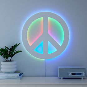 Peace Sign Pottery Light-Up Peace Sign - Boho Led Wall Decor | Pottery Barn Teen