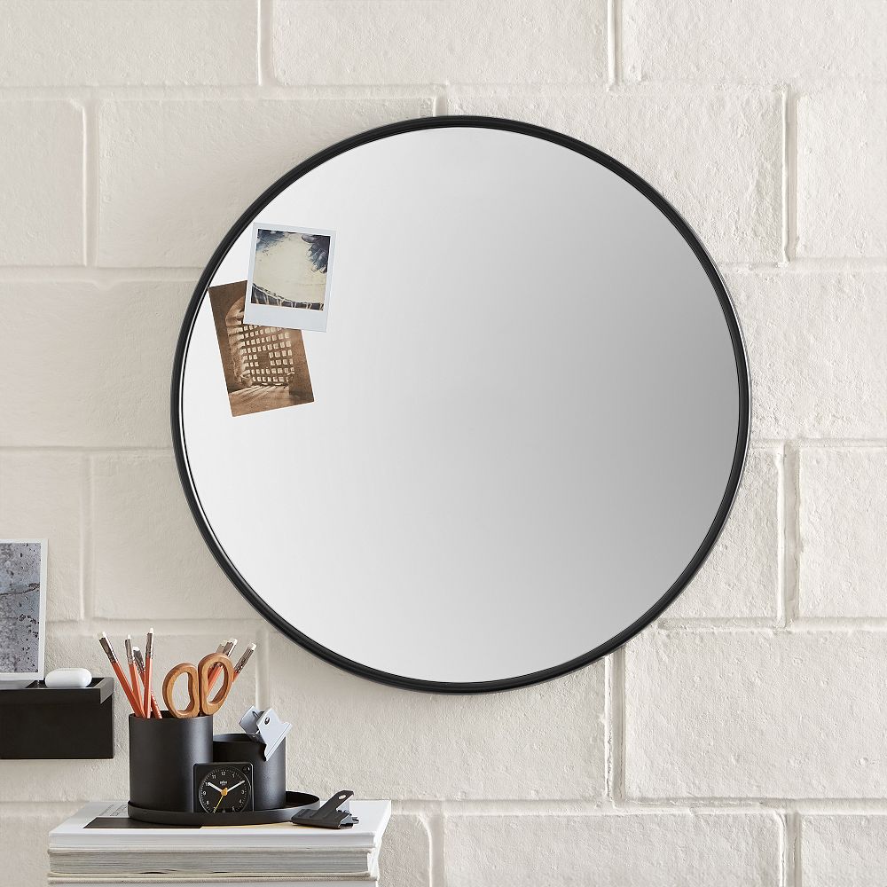 No Nails Round Metal Framed Mirror (24&quot;)
